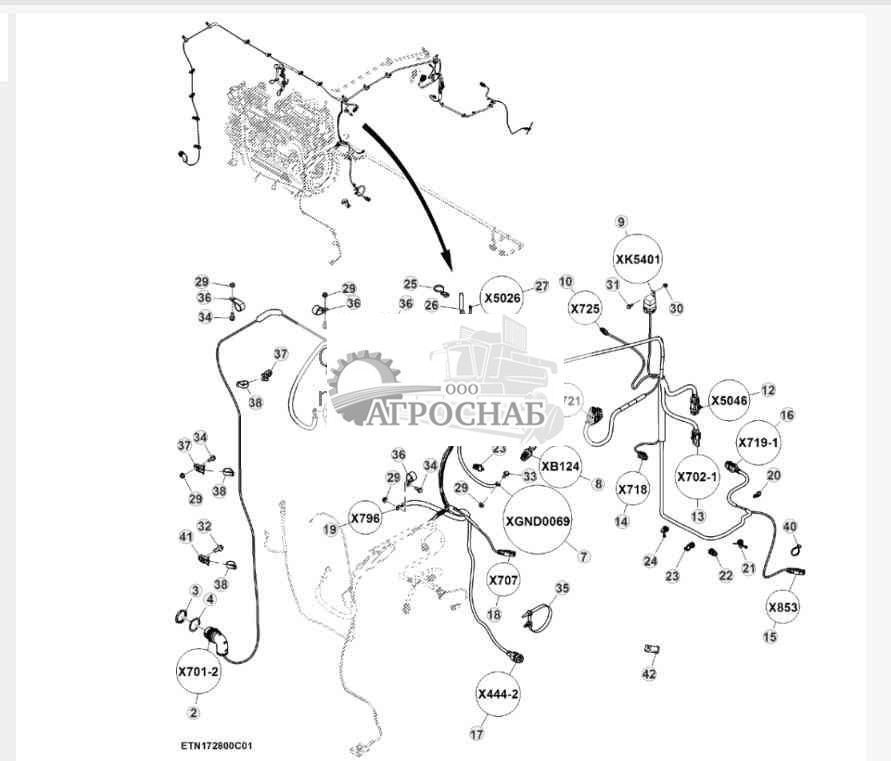 Жгут проводов двигателя, Tier 2 (1 из 2) 